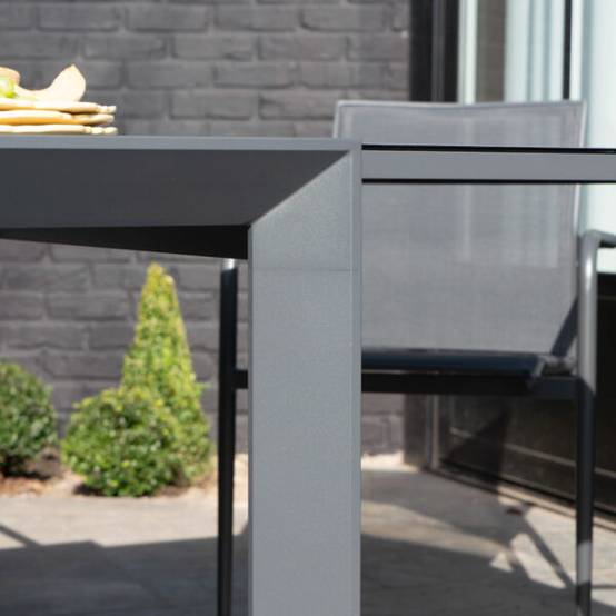Table de jardin 4/8p en aluminium et plateau en verre Gris MODULO - Image 5