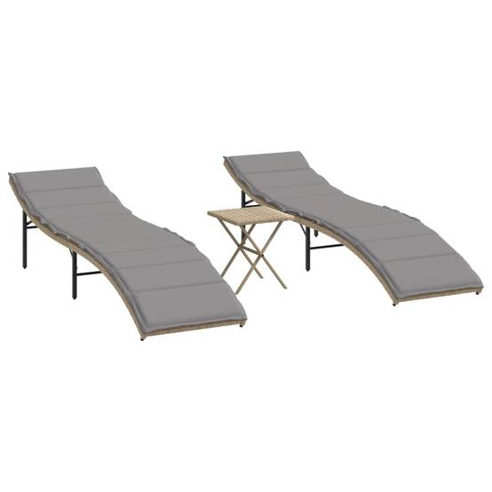 Set 2 Lits de jardin Polyrotin Ajustable Extérieur Beige – ComfortXL Outdoor Living - Image 2
