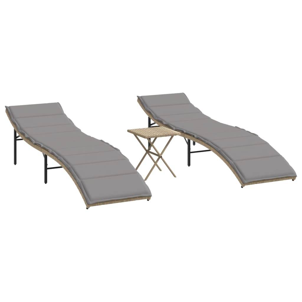 Set 2 Lits de jardin Polyrotin Ajustable Extérieur Beige – ComfortXL Outdoor Living - Image 2