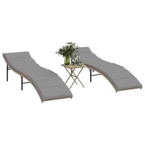 Set 2 Lits de jardin Polyrotin Ajustable Extérieur Beige – ComfortXL Outdoor Living - Image 1