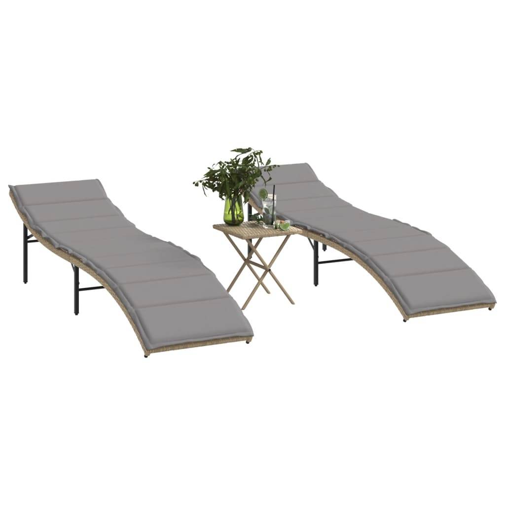 Set 2 Lits de jardin Polyrotin Ajustable Extérieur Beige – ComfortXL Outdoor Living - Image 1