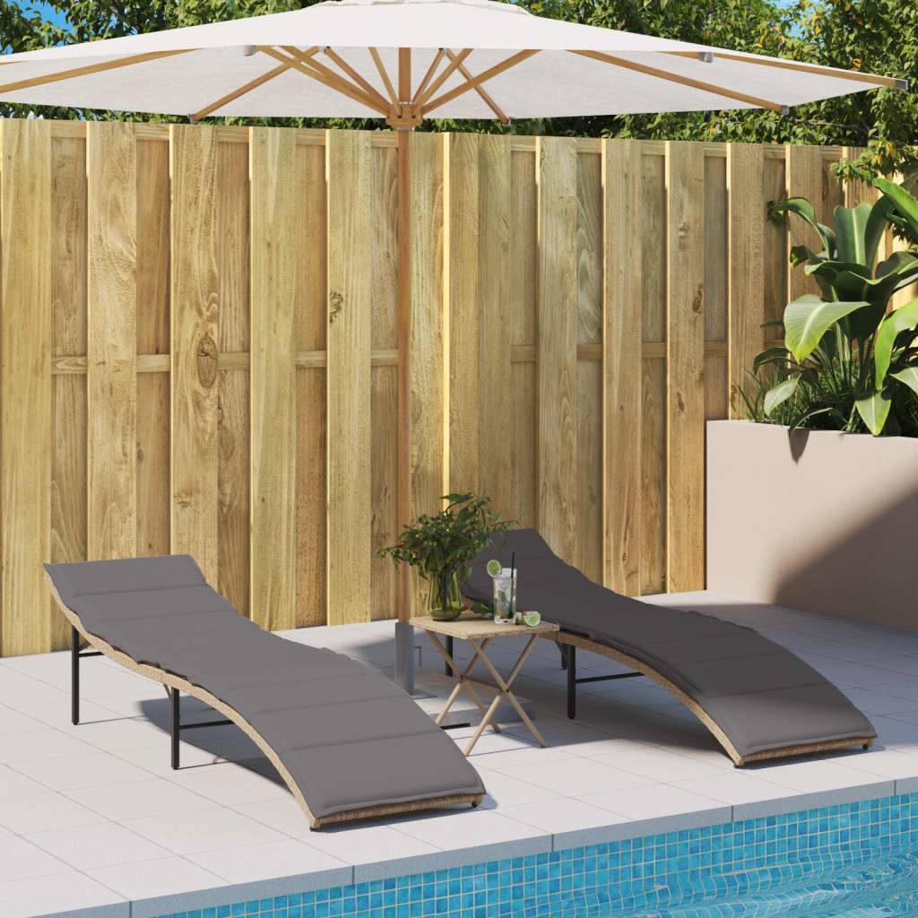 Set 2 Lits de jardin Polyrotin Ajustable Extérieur Beige – ComfortXL Outdoor Living - Image 3