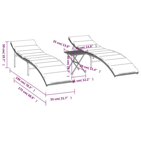 Set 2 Lits de jardin Polyrotin Ajustable Extérieur Beige – ComfortXL Outdoor Living - Image 6