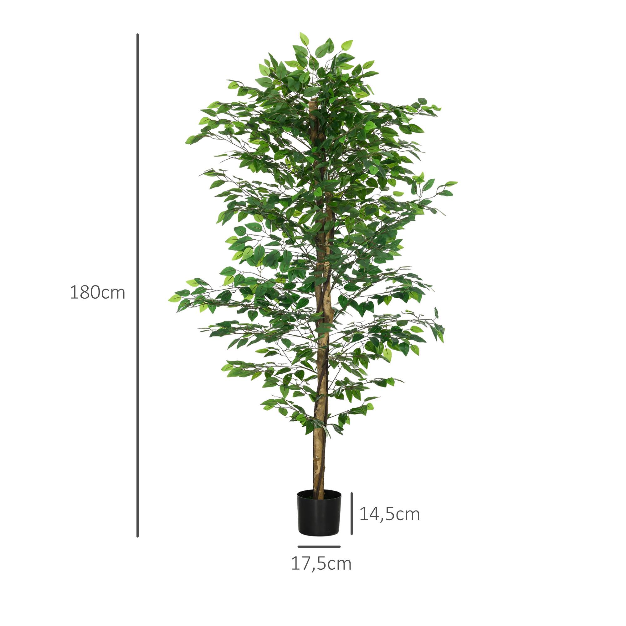 Plante artificielle ficus hauteur 1,80 m tronc branches liane lichen feuilles grand réalisme pot inclus vert - Image 5
