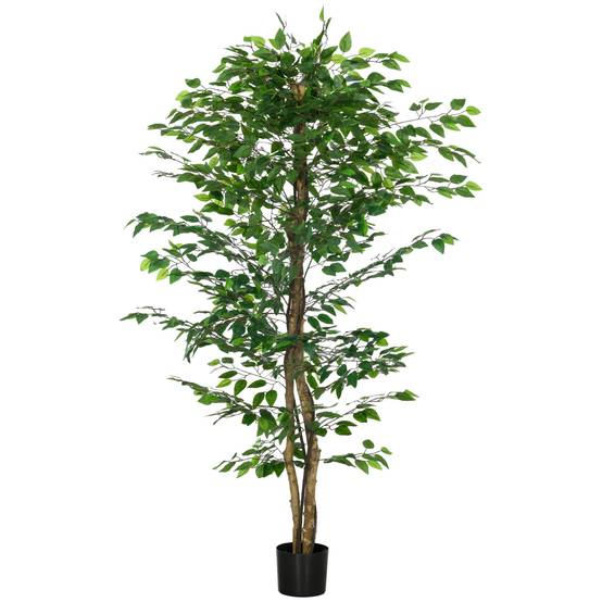 Plante artificielle ficus hauteur 1,80 m tronc branches liane lichen feuilles grand réalisme pot inclus vert - Image 2