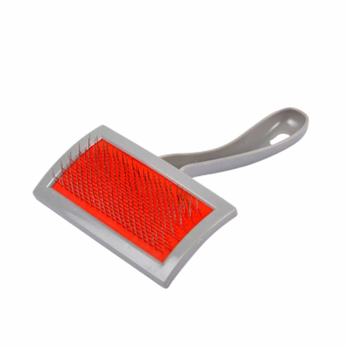 Brosse de Toilettage "Picots" 20cm Gris & Rouge
