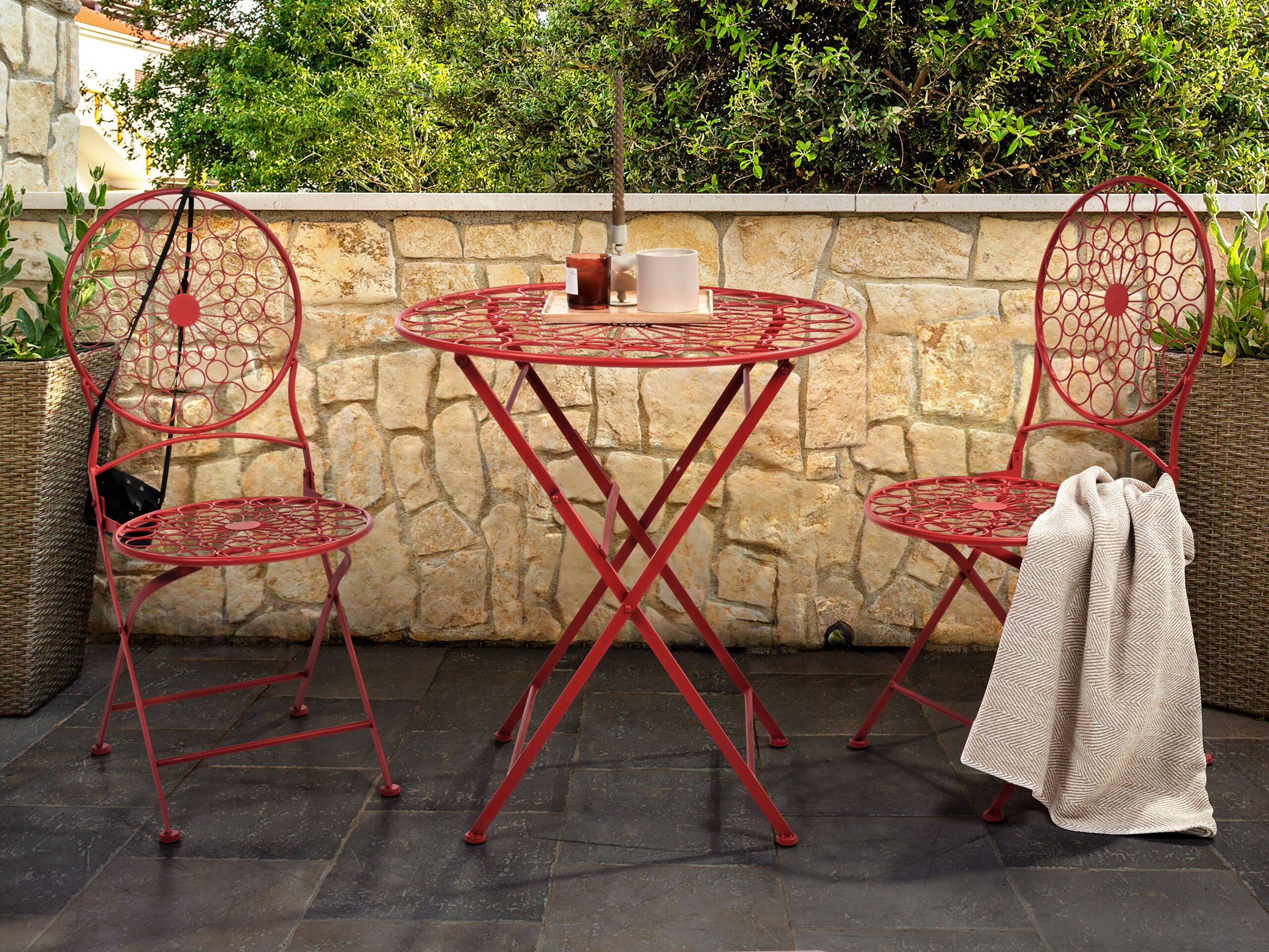 Beliani - Set de bistrot, 2 Personnes Métal Rouge SCARIO - Beliani - Imagen 1