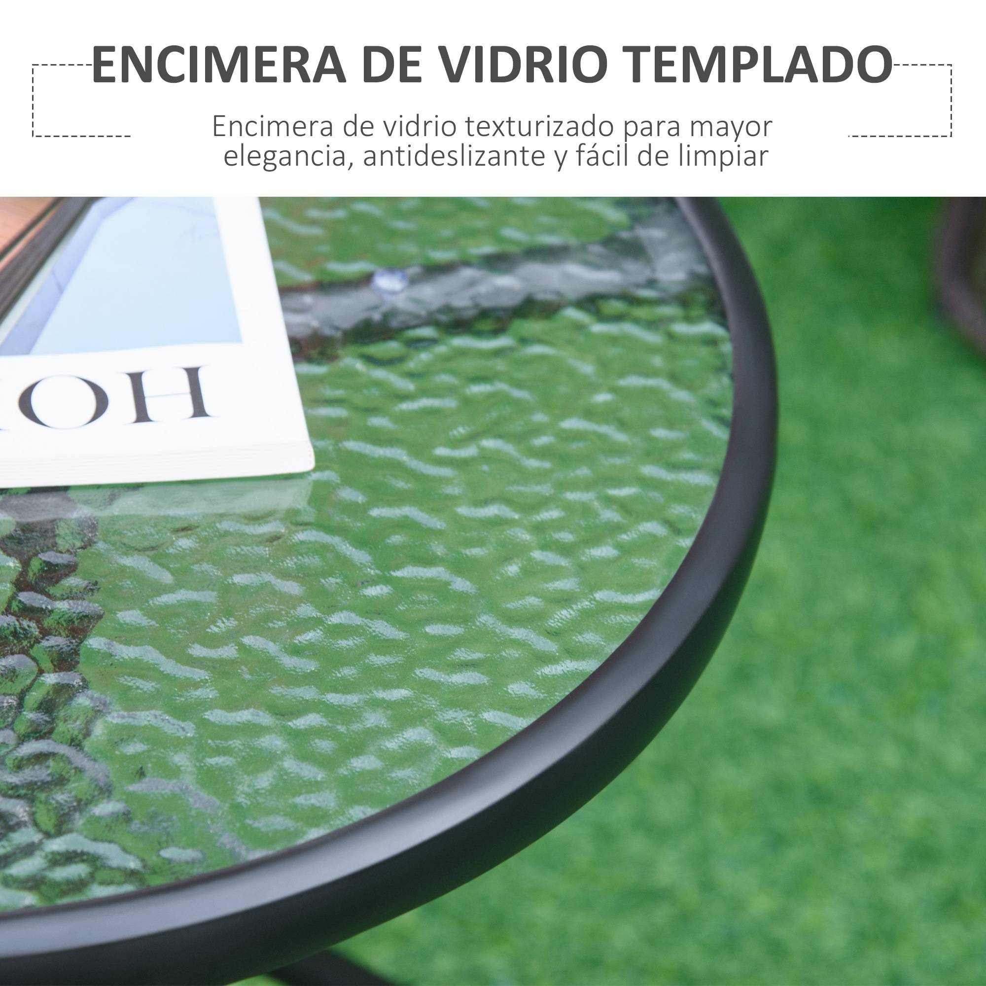 Table basse jardin métal verre pour terrasse design minimaliste 50x55cm noir - ComfortXL Outdoor Living - Image 6