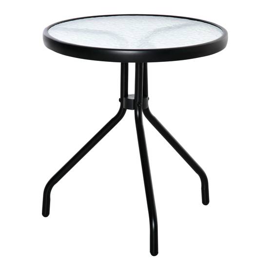 Table basse jardin métal verre pour terrasse design minimaliste 50x55cm noir - ComfortXL Outdoor Living - Image 1