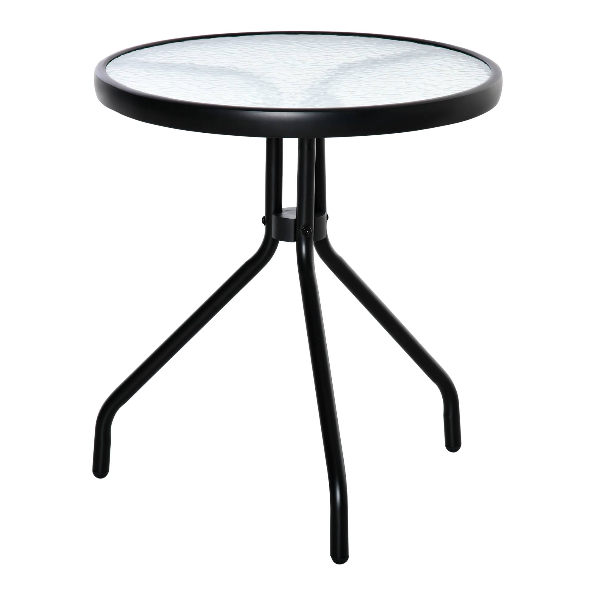 Table basse jardin métal verre pour terrasse design minimaliste 50x55cm noir - ComfortXL Outdoor Living - Image 1