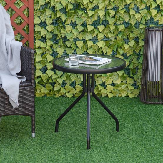 Table basse jardin métal verre pour terrasse design minimaliste 50x55cm ...