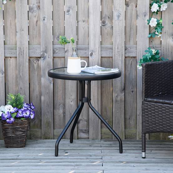Table basse jardin métal verre pour terrasse design minimaliste 50x55cm ...