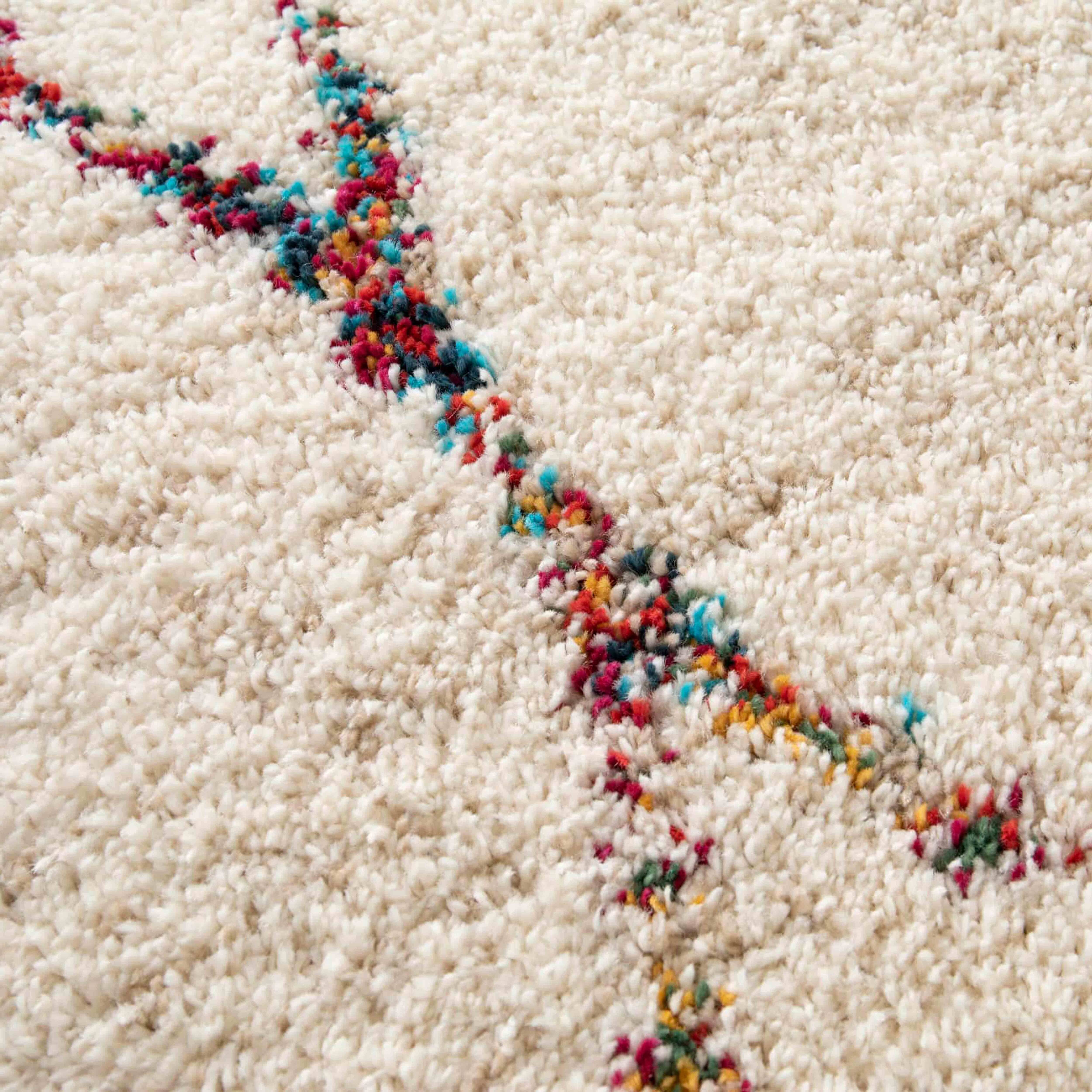 Oviala - Tapis rectangulaire à poils longs motif ethnique beige 120x170 cm Asma - Oviala - Imagen 5