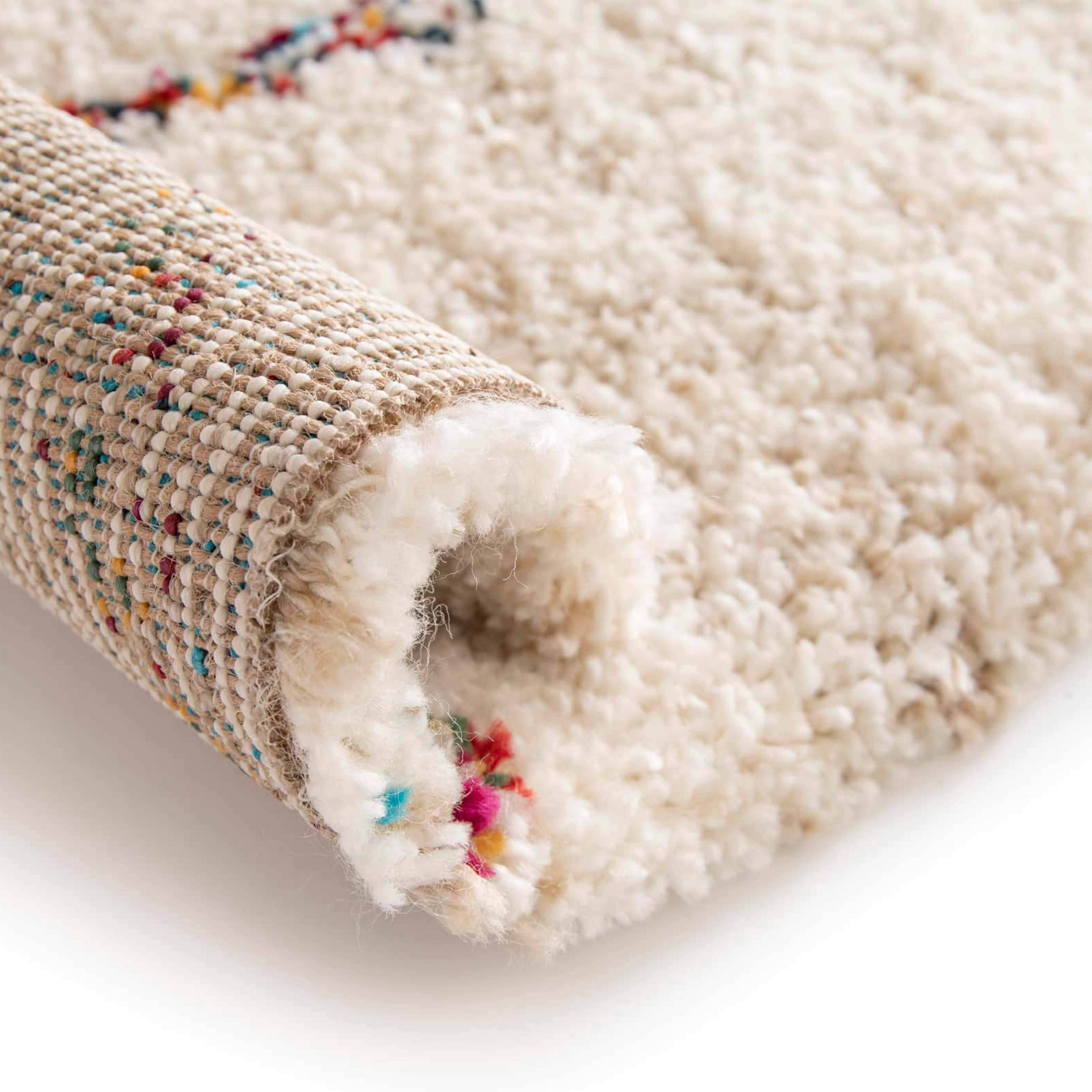 Oviala - Tapis rectangulaire à poils longs motif ethnique beige 120x170 cm Asma - Oviala - Imagen 4