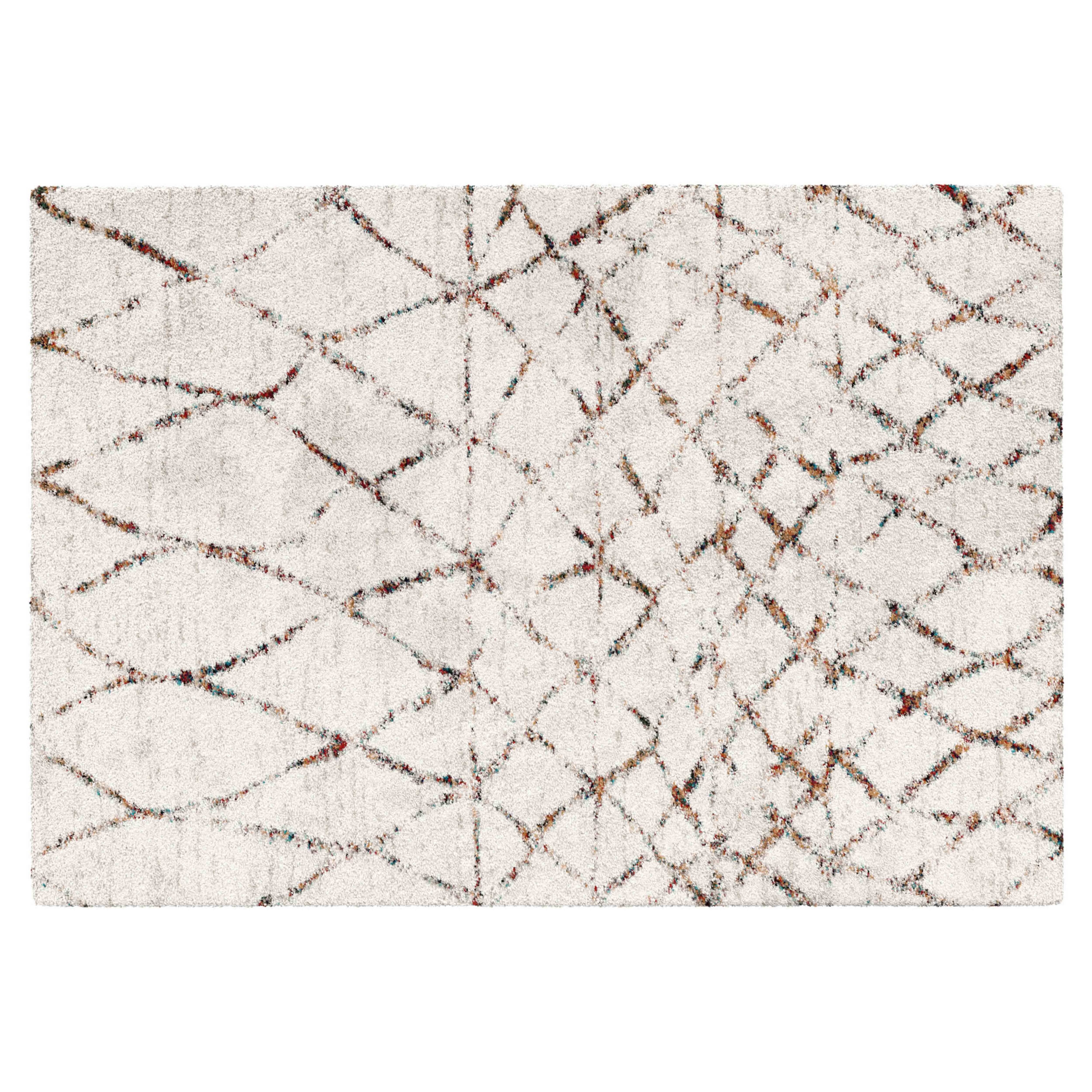 Oviala - Tapis rectangulaire à poils longs motif ethnique beige 120x170 cm Asma - Oviala - Imagen 1