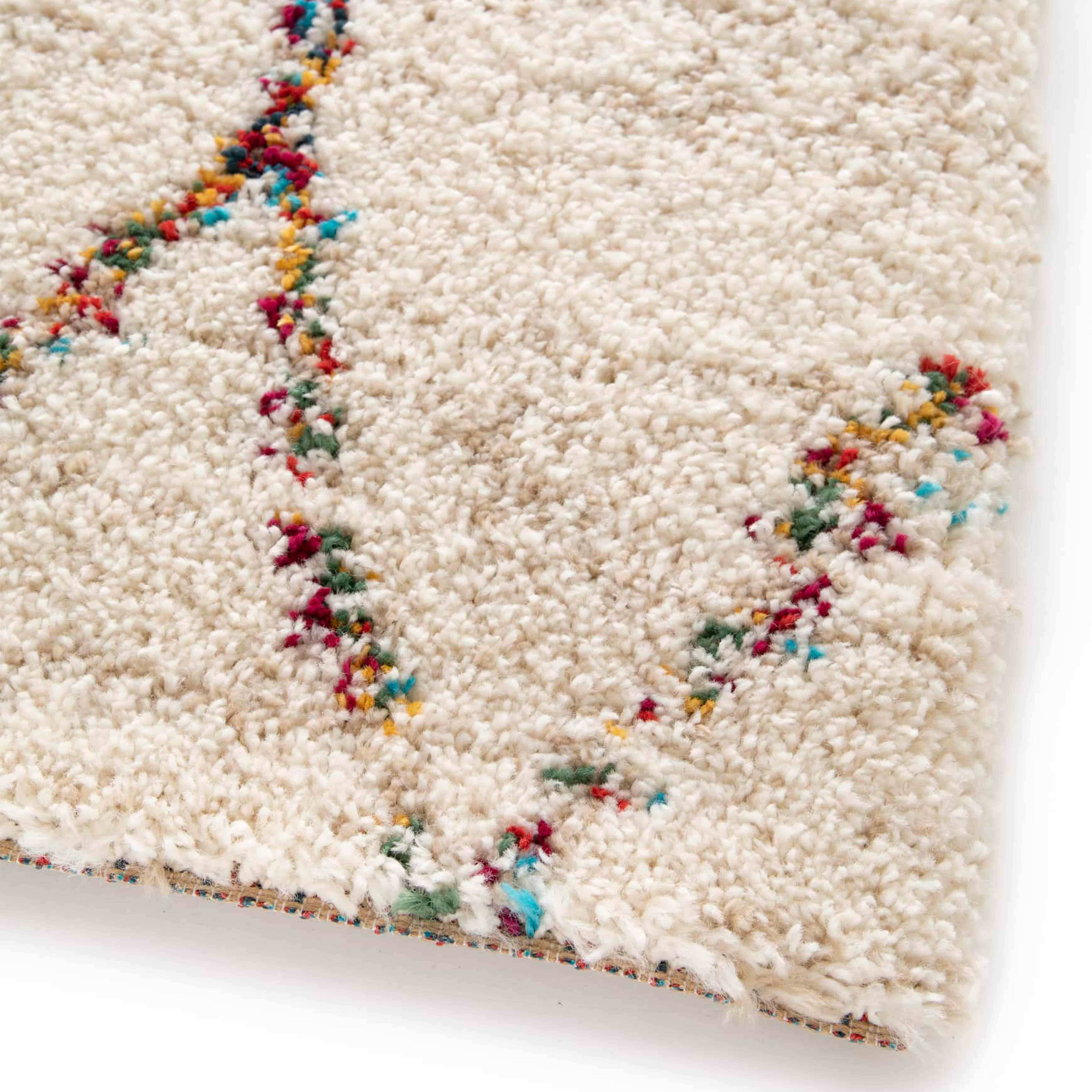 Oviala - Tapis rectangulaire à poils longs motif ethnique beige 120x170 cm Asma - Oviala - Imagen 6