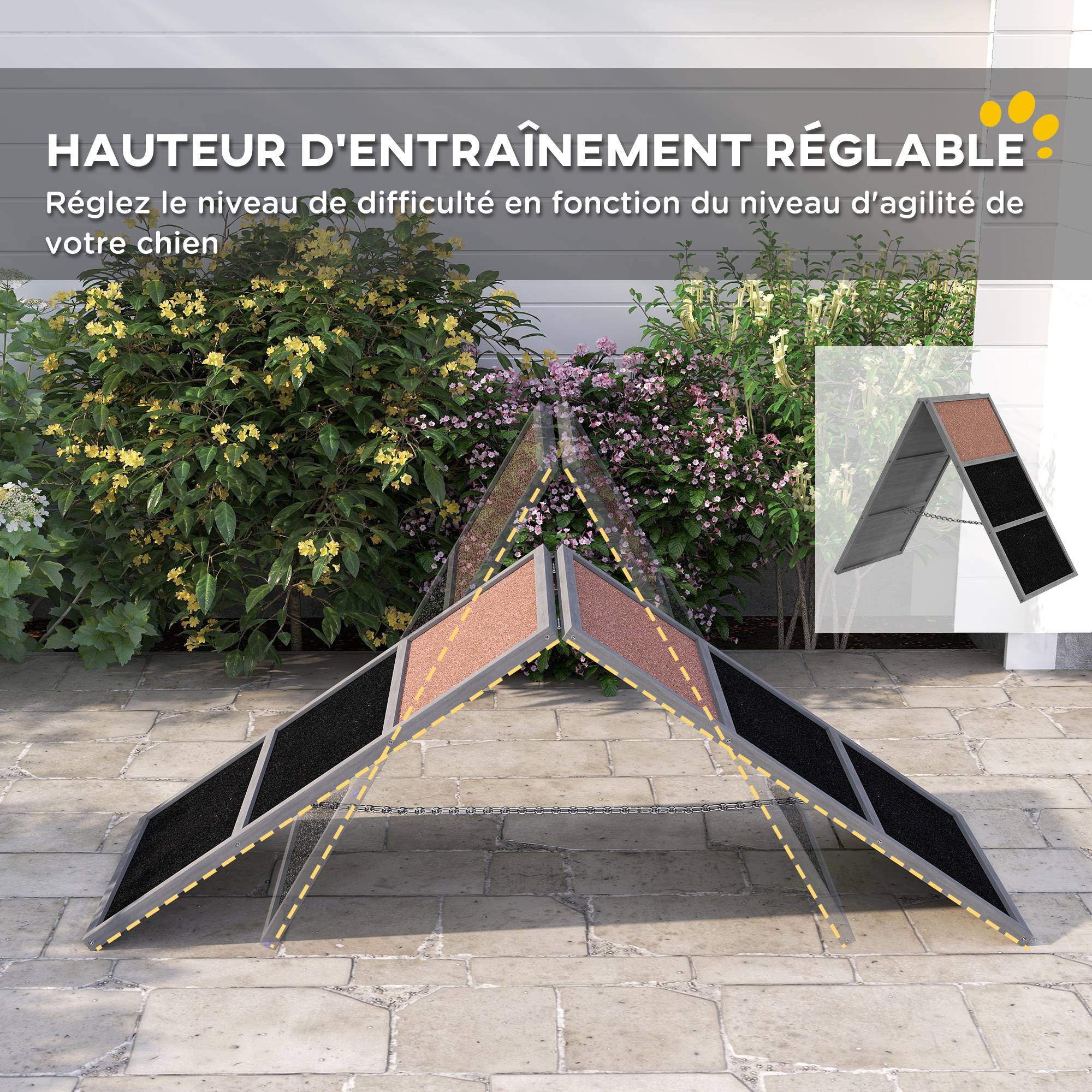 Rampe d'agilité pour chien bois gris 173 x 59 x 66 cm - PANGIVO - Image 6