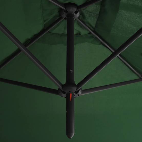 Parasol de jardin double avec mât en acier vert, 600 x 290 x 260 cm - PANGIVO - Image 5