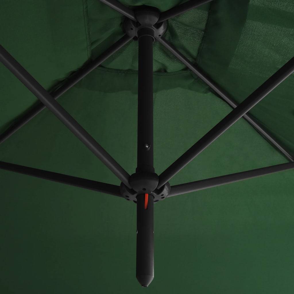Parasol de jardin double avec mât en acier vert, 600 x 290 x 260 cm - PANGIVO - Image 5