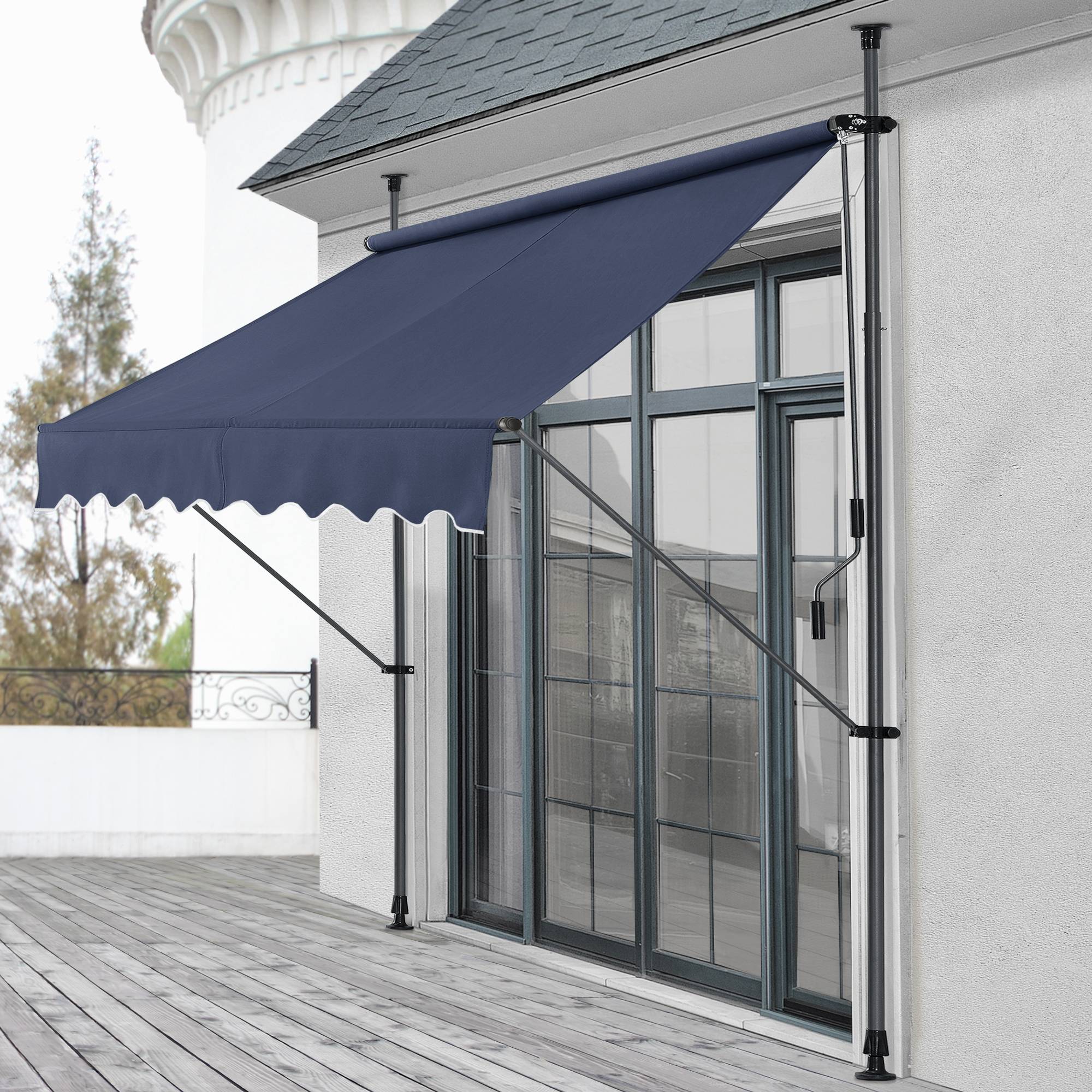Pro.Tec - Store Banne Téléscopique Acier Polyester 400 x 120 x 220-309 cm Bleu Foncé [pro.tec] - Image 2