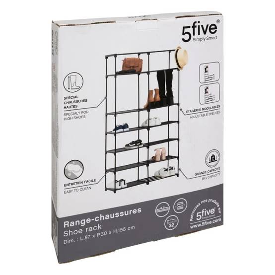 Etagère à chaussures métal et tissu 32 paires 5five - Image 5