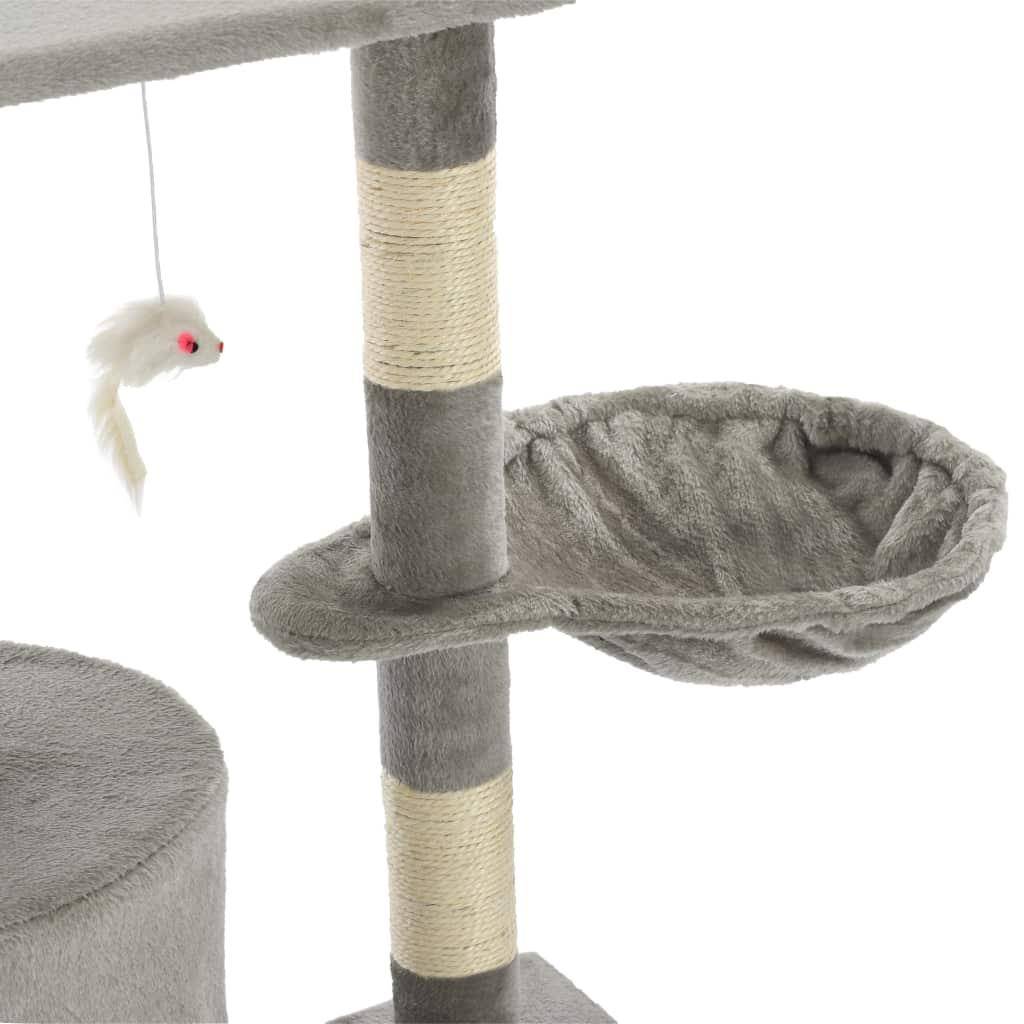 Helloshop26 - Arbre à chat griffoir grattoir niche jouet animaux peluché en sisal 138 cm gris - Imagen 6