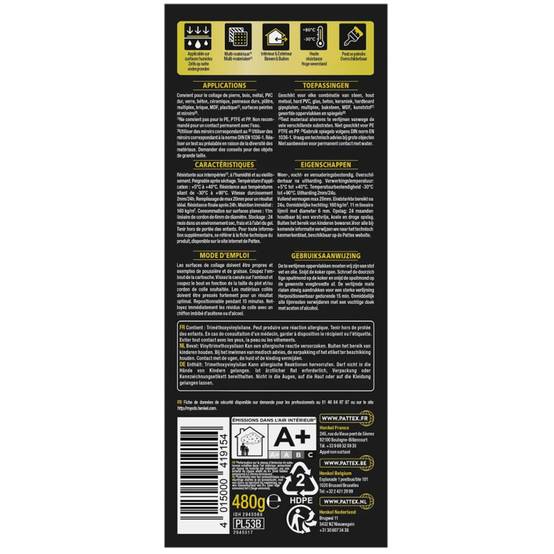Pattex - PATTEX Colle de Fixation PRO200 Blanc 480g – Intérieur Extérieur Multi-Matériaux - Image 4