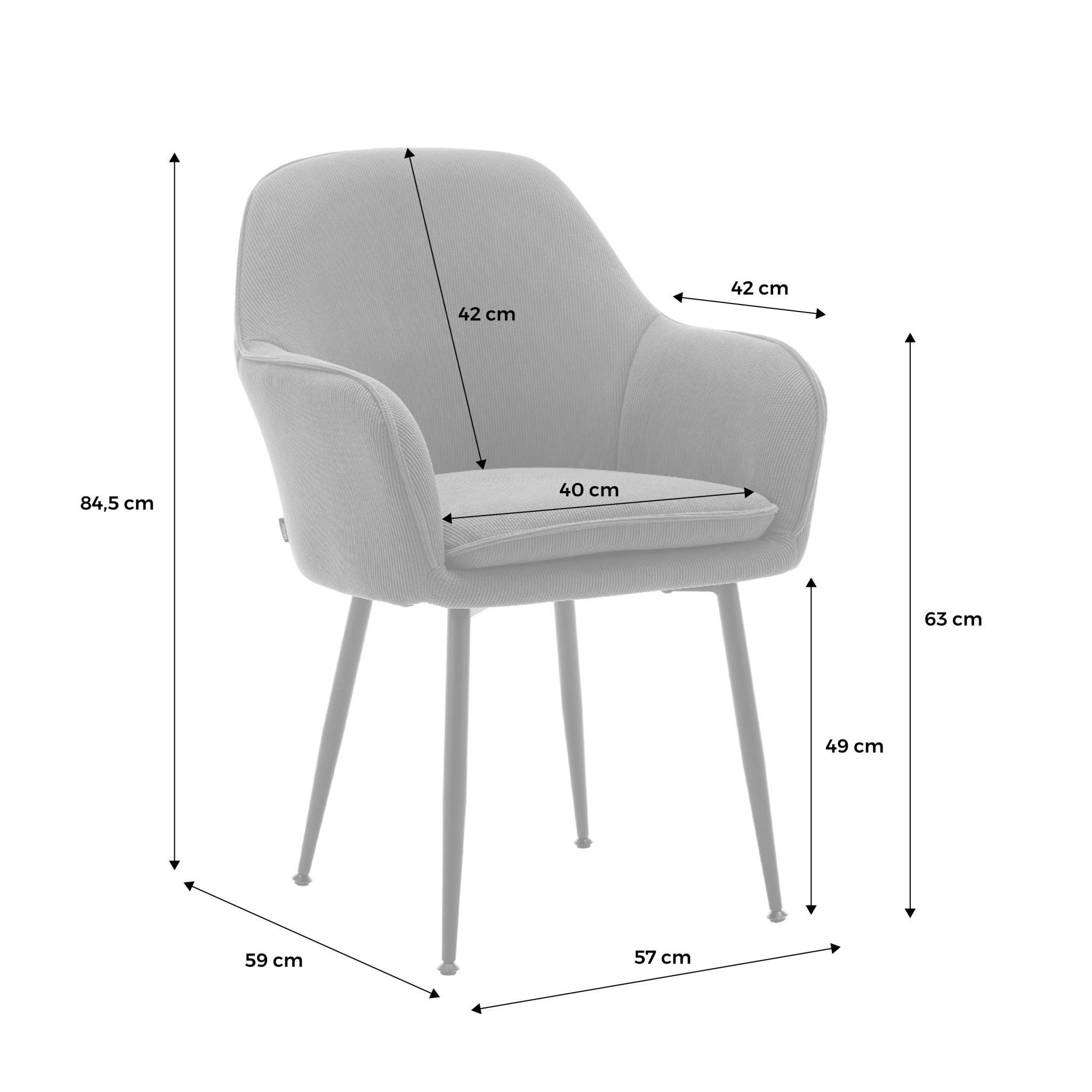 sweeek - Lot de 2 fauteuils en velours côtelé gris foncé et pieds en métal noir mat. L 57 x P 59 x H 84.5 | sweeek - Image 4