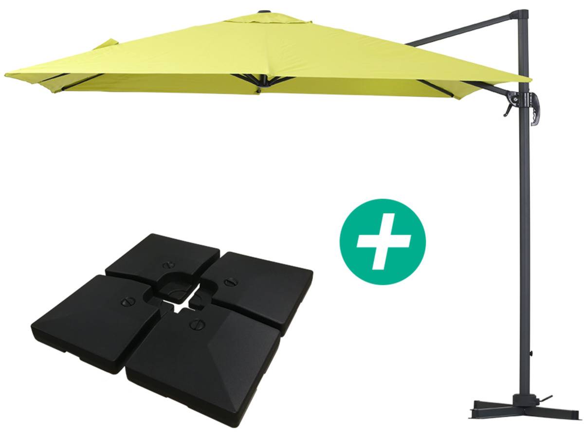Parasol Jardin Déporté Alu "sun 3" - Carré - 3 X 3 M - Vert - Dalles Incluses -habitat Et Jardin - Imagen 1