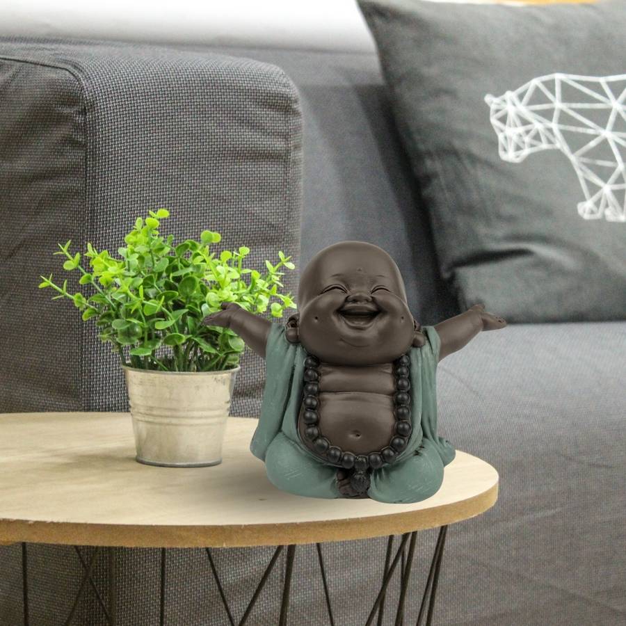 Zen Light - Statue Boudha Rieur Porte Bonheur – Décoration Zen et Feng Shui – Idée Cadeau Originale – Largeur: 9cm – Zen'Light - Image 4
