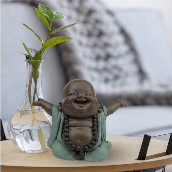 Zen Light - Statue Boudha Rieur Porte Bonheur – Décoration Zen et Feng Shui – Idée Cadeau Originale – Largeur: 9cm – Zen'Light - Image 1