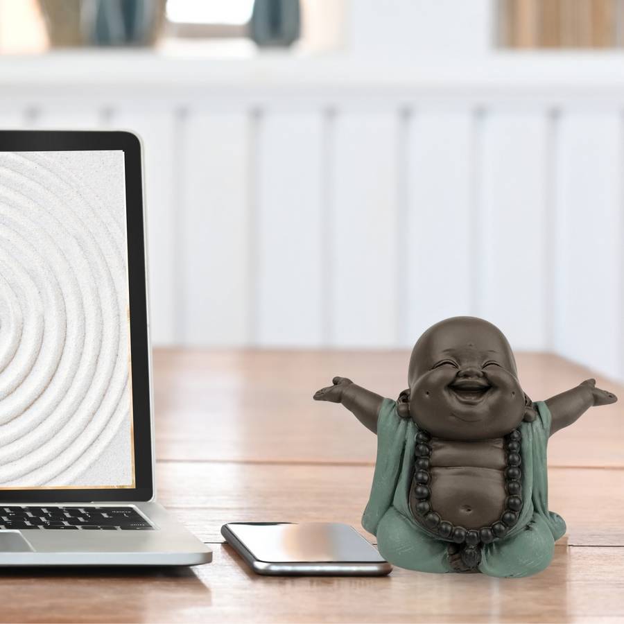 Zen Light - Statue Boudha Rieur Porte Bonheur – Décoration Zen et Feng Shui – Idée Cadeau Originale – Largeur: 9cm – Zen'Light - Image 6