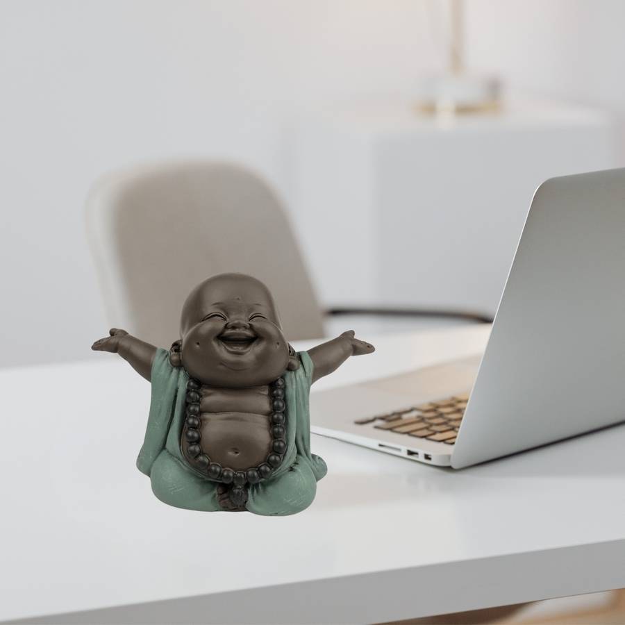 Zen Light - Statue Boudha Rieur Porte Bonheur – Décoration Zen et Feng Shui – Idée Cadeau Originale – Largeur: 9cm – Zen'Light - Image 3