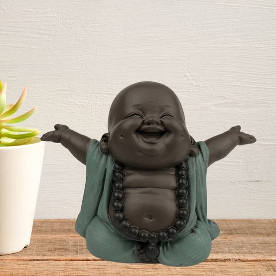 Zen Light - Statue Boudha Rieur Porte Bonheur – Décoration Zen et Feng Shui – Idée Cadeau Originale – Largeur: 9cm – Zen'Light - Image 5