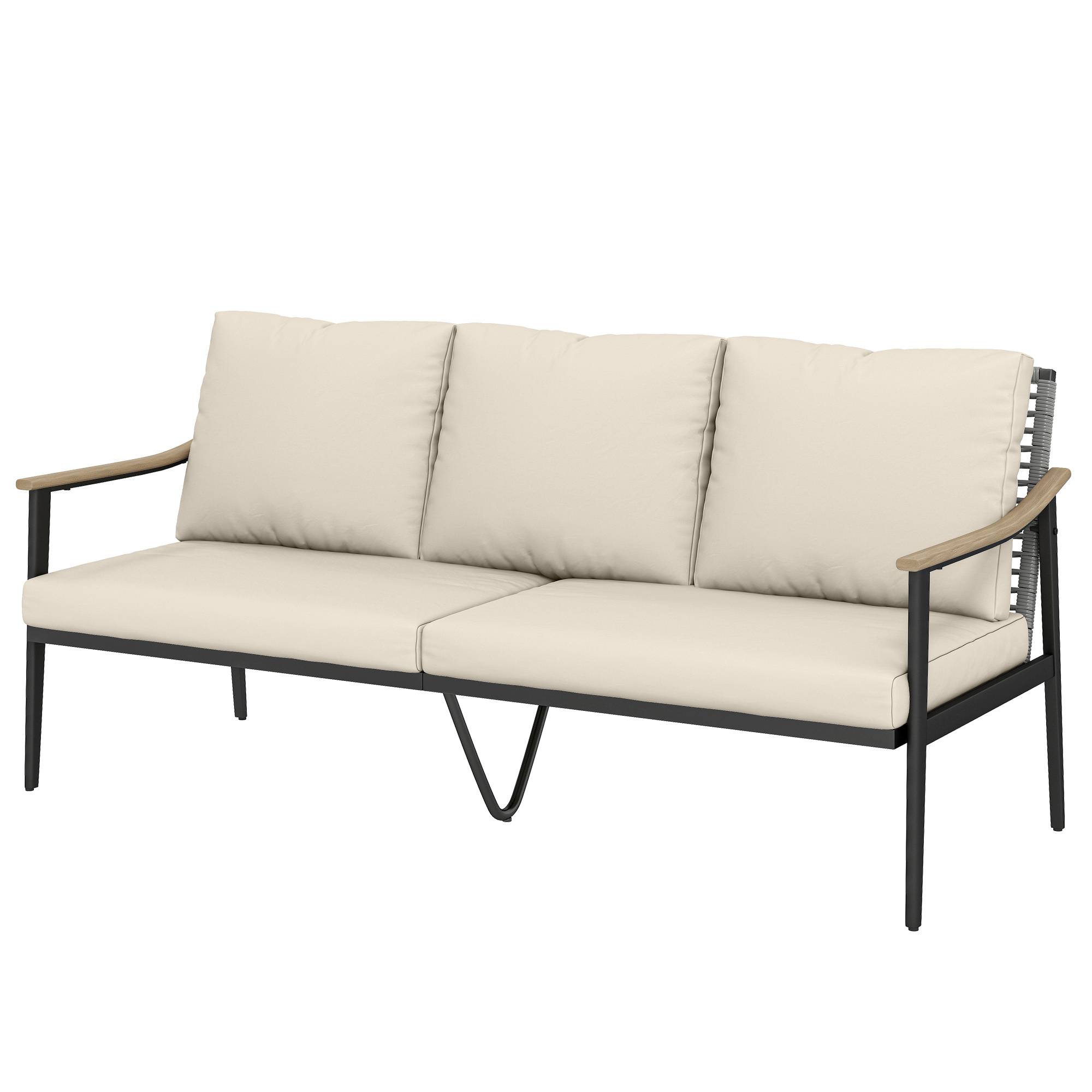 Canapé de jardin résine tressée kaki 176 x 75 x 78 cm - PANGIVO - Image 2