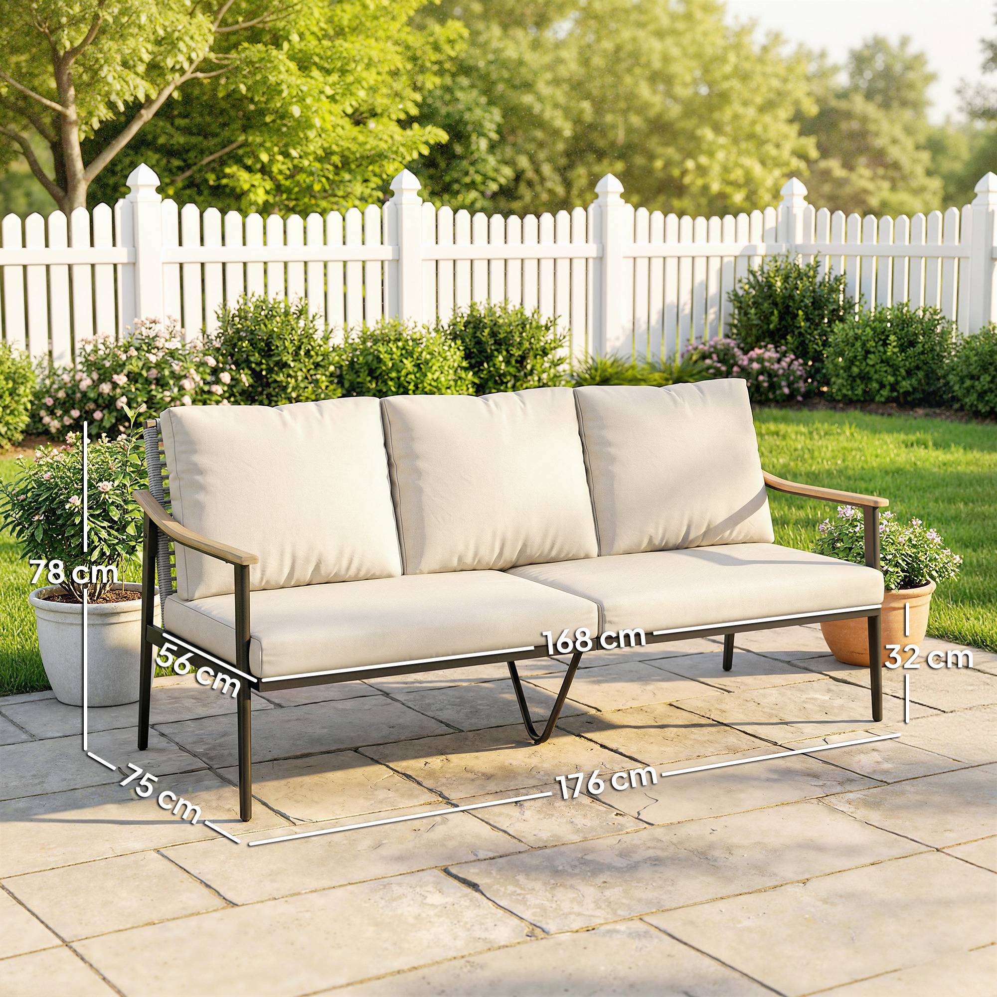 Canapé de jardin résine tressée kaki 176 x 75 x 78 cm - PANGIVO - Image 5