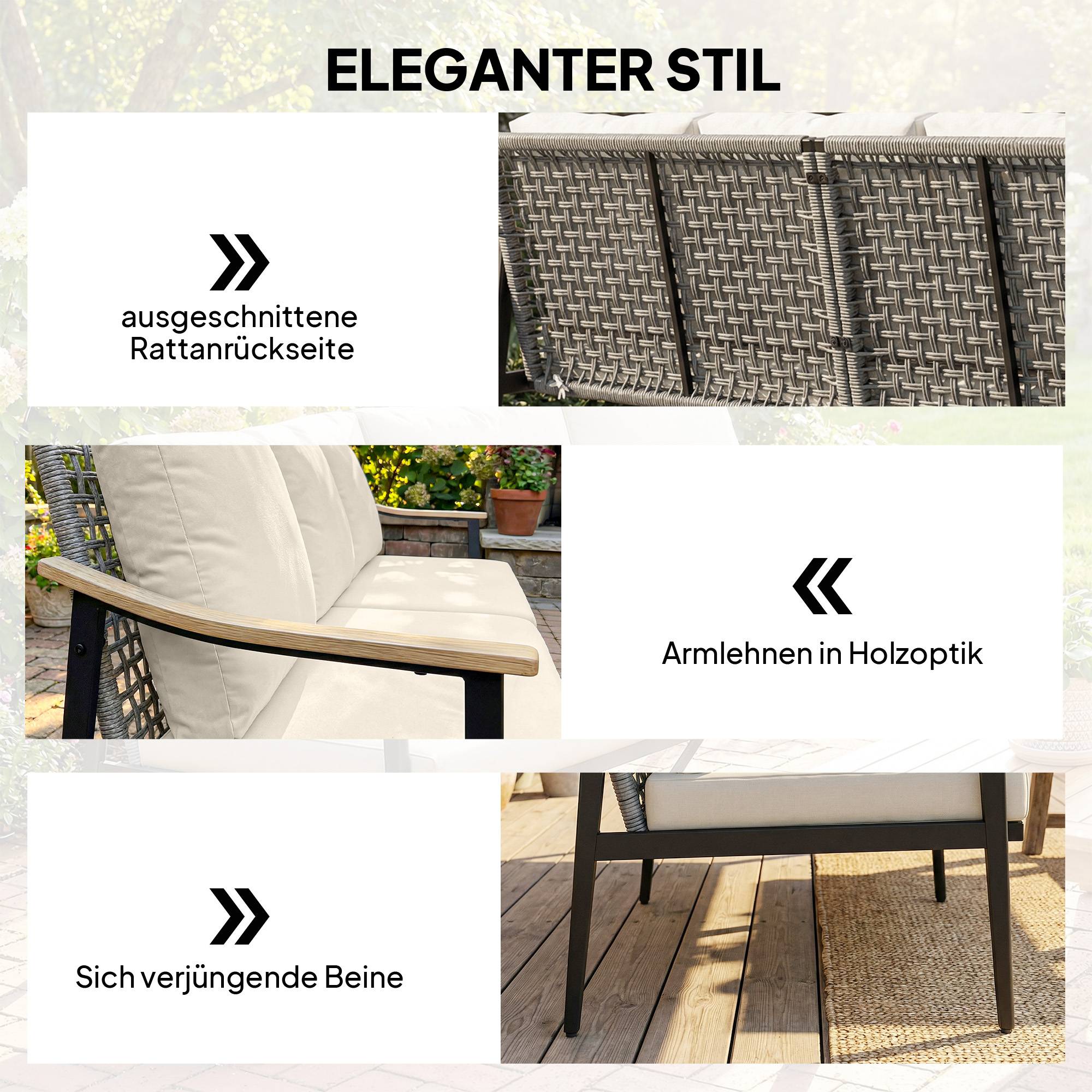 Canapé de jardin résine tressée kaki 176 x 75 x 78 cm - PANGIVO - Image 7