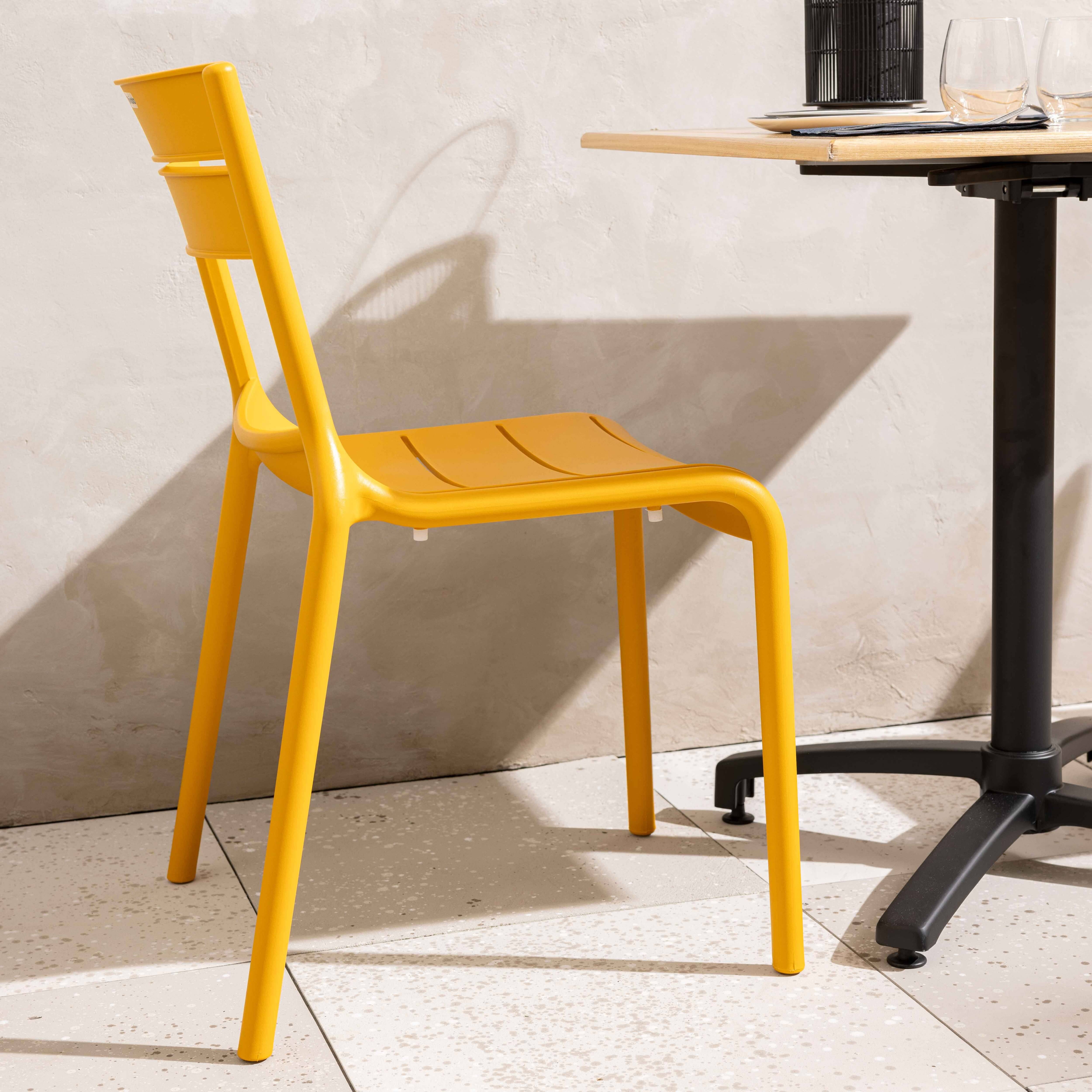 Oviala - Lot de 4 chaises de terrasse en plastique jaune moutarde Paname - Oviala - Imagen 4