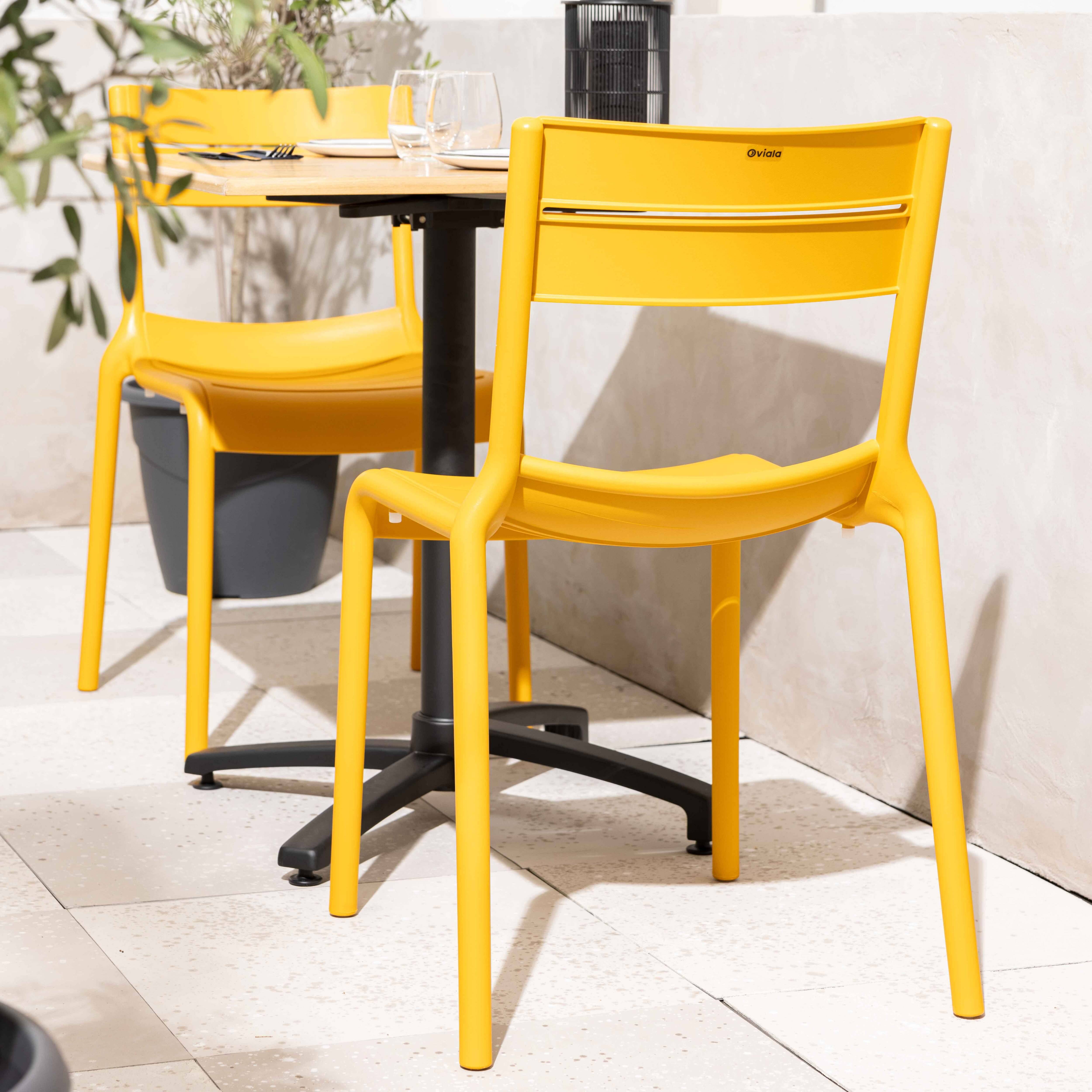 Oviala - Lot de 4 chaises de terrasse en plastique jaune moutarde Paname - Oviala - Imagen 3