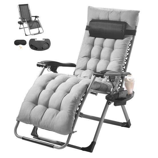 Vevor - VEVOR Fauteuil inclinable zéro gravité 645 mm, charge 226,8 kg, coussin. Gris. - Image 1