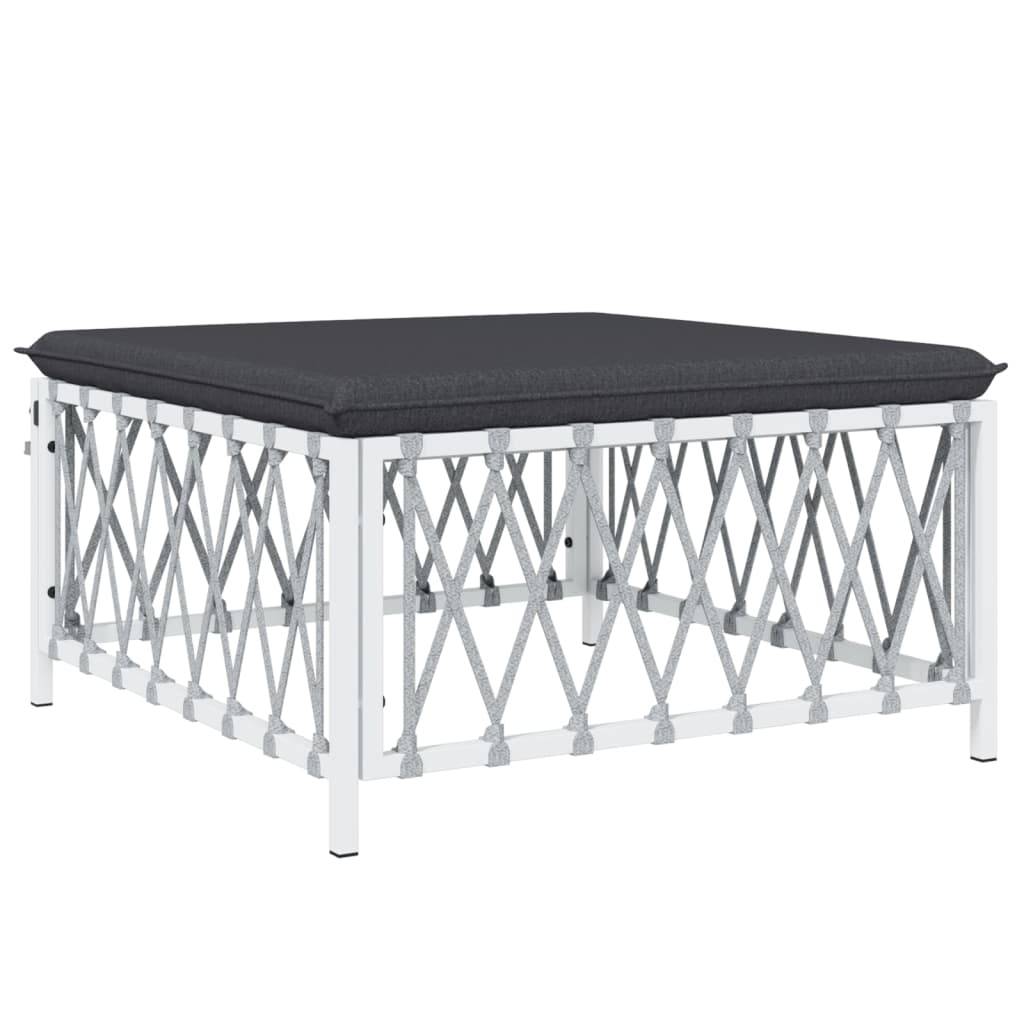 Helloshop26 - Salon de jardin meuble d'extérieur ensemble de mobilier 8 pièces avec coussins blanc acier - Imagen 4