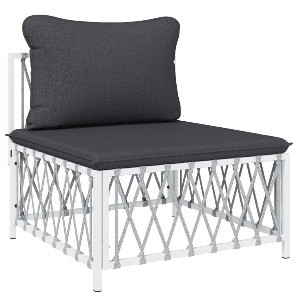 Helloshop26 - Salon de jardin meuble d'extérieur ensemble de mobilier 8 pièces avec coussins blanc acier - Imagen 3