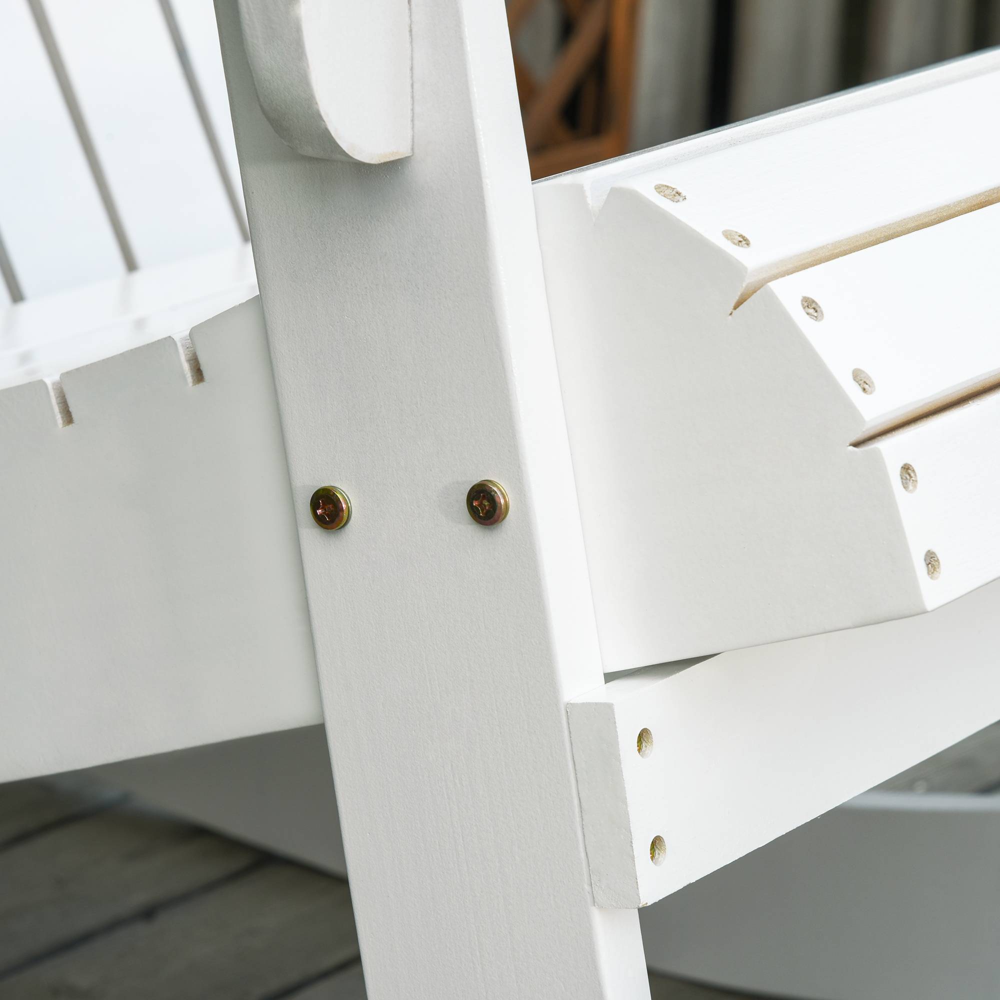 Fauteuil à bascule Adirondack bois massif pour jardin dossier ergonomique 77x94cm blanc - ComfortXL Outdoor Living - Image 8
