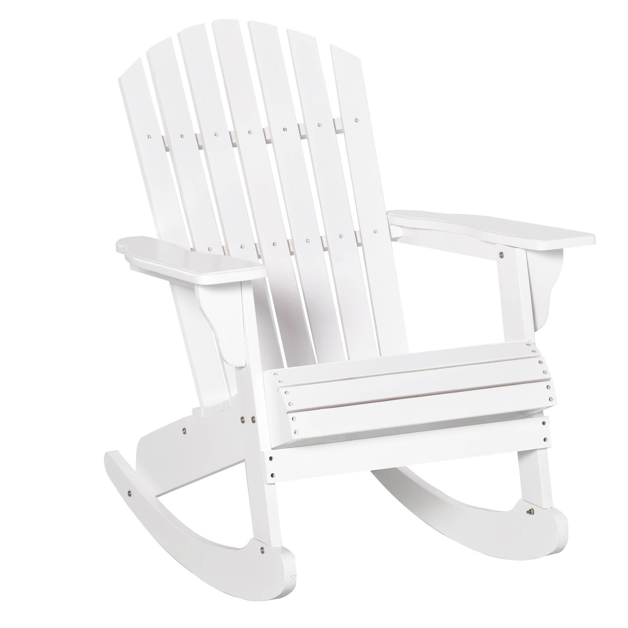 Fauteuil à bascule Adirondack bois massif pour jardin dossier ergonomique 77x94cm blanc - ComfortXL Outdoor Living - Image 2