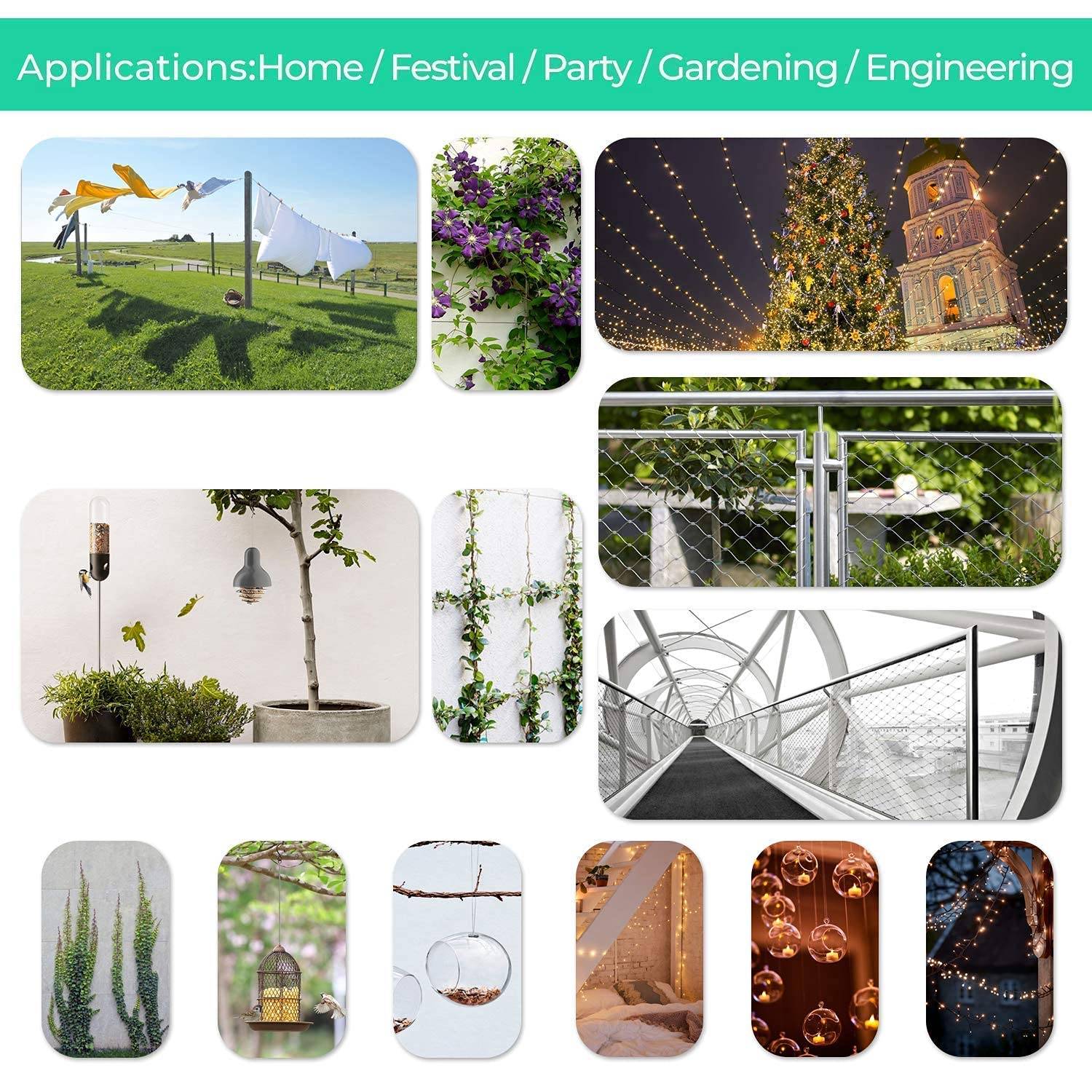 Corde en acier inoxydable, corde suspendue en acier inoxydable, corde à linge extérieure, câble métallique extérieur (10M)-Lytech - Image 7