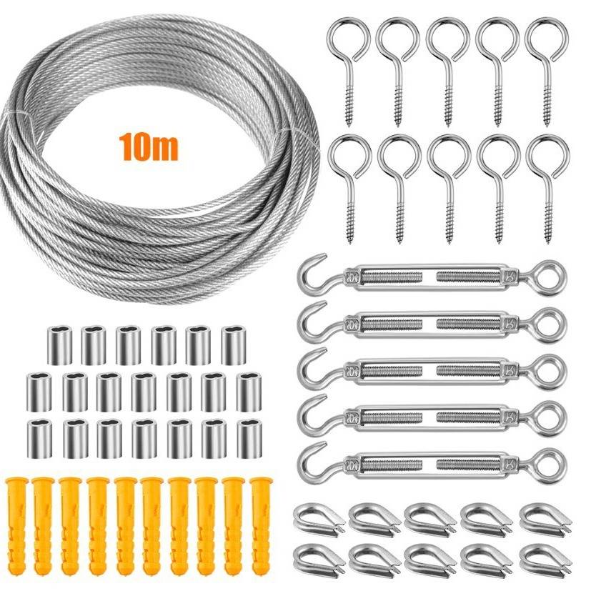 Corde en acier inoxydable, corde suspendue en acier inoxydable, corde à linge extérieure, câble métallique extérieur (10M)-Lytech - Image 1