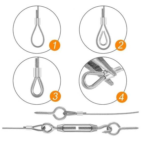 Corde en acier inoxydable, corde suspendue en acier inoxydable, corde à linge extérieure, câble métallique extérieur (10M)-Lytech - Image 5