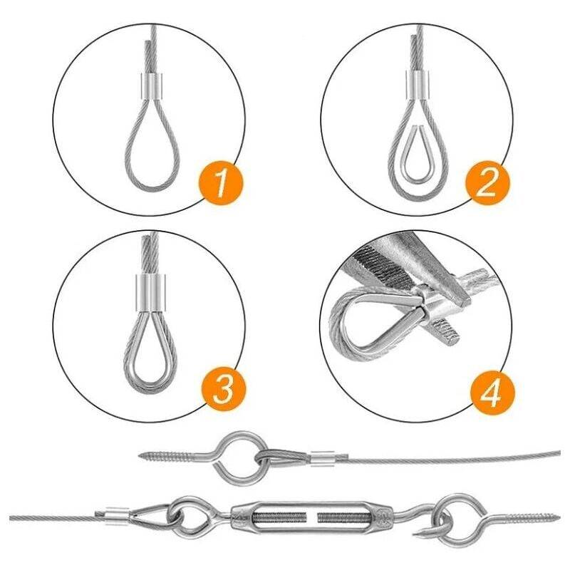Corde en acier inoxydable, corde suspendue en acier inoxydable, corde à linge extérieure, câble métallique extérieur (10M)-Lytech - Image 5