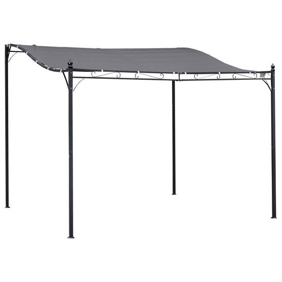 Pergola Adossée Métal Jardin Terrasse Protection Solaire Anti-UV 3x3m Gris - ComfortXL Outdoor Living - Image 1
