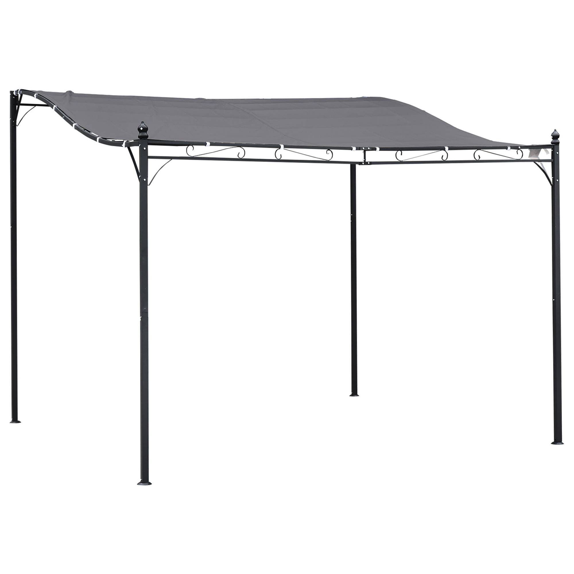 Pergola Adossée Métal Jardin Terrasse Protection Solaire Anti-UV 3x3m Gris - ComfortXL Outdoor Living - Image 1